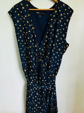 Jason Wu for Eloquoii Navy Wrap Dress with Yellow Floral Print